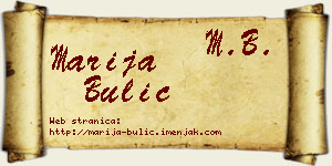 Marija Bulić vizit kartica